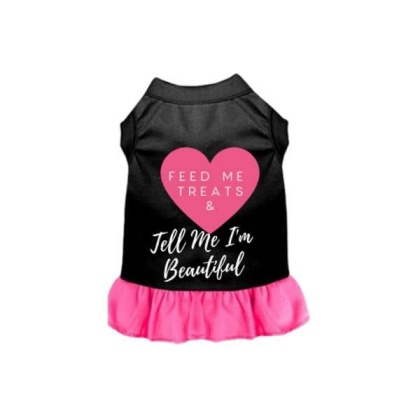 Black w Hot Pink Ruffle - Feed Me Treats & Tell Me I'm Beautiful - 2X Large