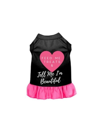 Black w Hot Pink Ruffle - Feed Me Treats & Tell Me I'm Beautiful - X Large
