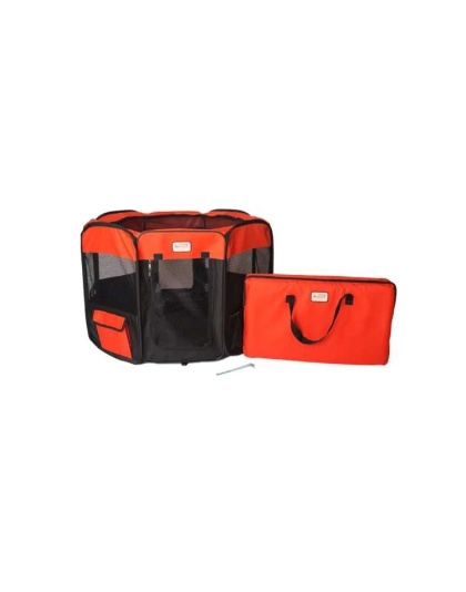 Armarkat PP002R-M Portable Pet Playpen In Bk and Rd Combo