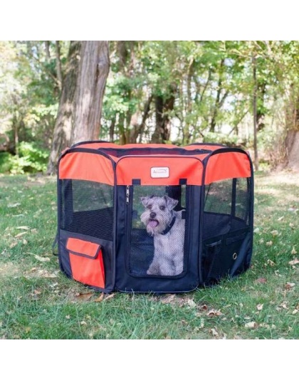 Armarkat PP002R-M Portable Pet Playpen In Bk and Rd Combo