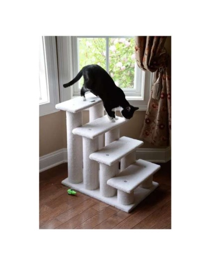 Real Wood 4 Steps Ramp For Dogs, Cats, Cat Step Stairs Ramp