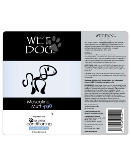 Wet Dog - Masculine Mutt Calming Conditioner for Dogs - 8 oz