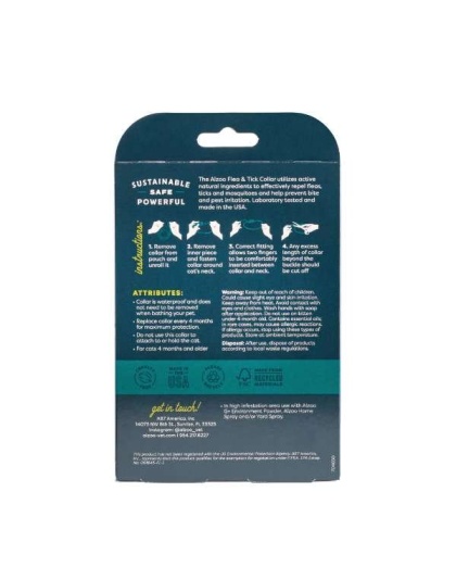 ALZOO Plant-Based Flea & Tick Collar Cat - One Size Fits All