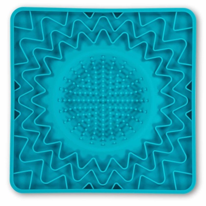 Blue - Messy Mutts Framed Spill Resistant Silicone Interactive Lick Bowl Mat  - 10" x 10"