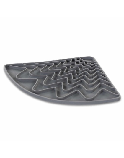 Messy Mutts Silicone Triangle Dog Lick Mat with Suction Cool Grey 9" x 6.5" x 6.5"