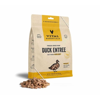 Vital Essentials(R) Freeze-Dried Raw Duck Entree Cat Food Mini Nibs, - 8 oz